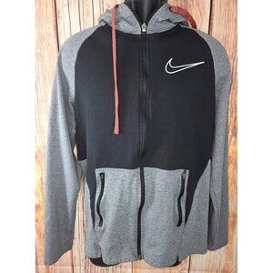 Nike Therma-Fit Mens Black & Gray Full-Zip Hoodie Jacket Size Medium